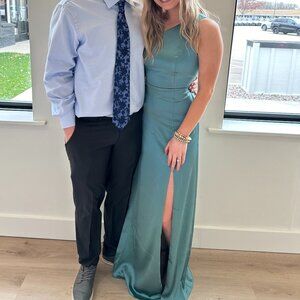 Birdy Grey Kira Shiny Satin Dress - Sea Glass Bridesmaid/Formal Dress